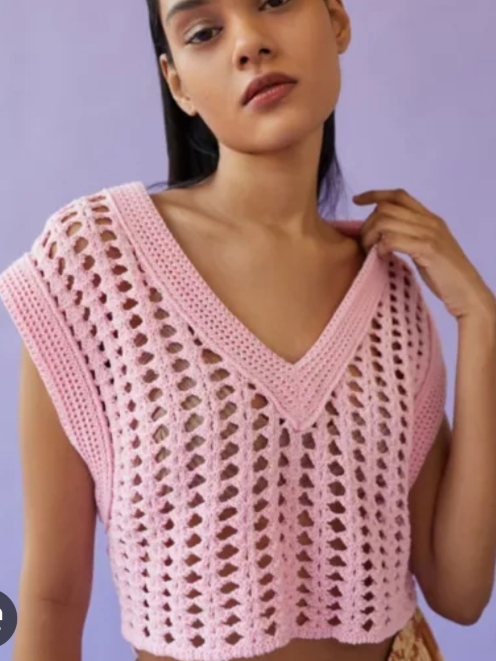 BDG Urban Outfitters Leigh Cropped Crochet Sweater Vest in Pink - Picture 8 of 8